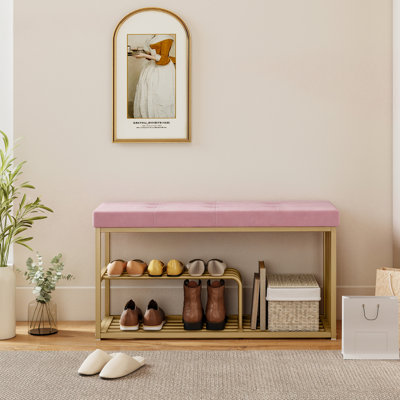 HOMCOM Shoe Storage Bench with Seat Cushion Tufted Shoe Rack Bench