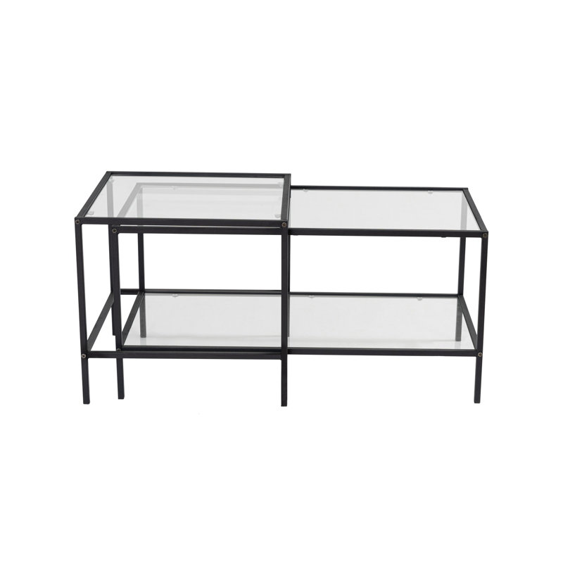 Four Leg Coffee Table with Storage, Black