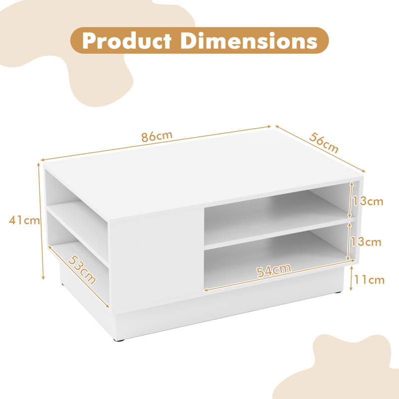 Coffee Table with Storage, White