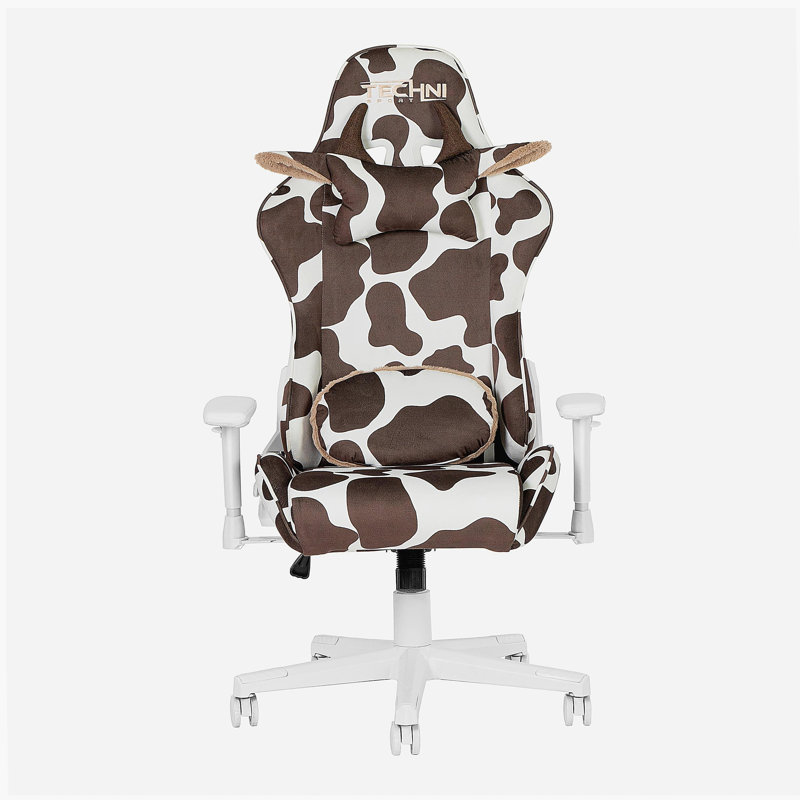 85 Brown COW Series Gaming Chair, Brown, White