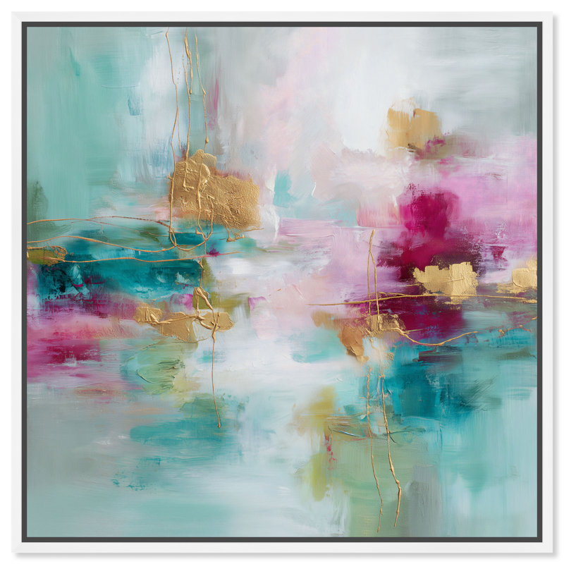 «Golden Veins II», reproduction d'art sur toile encadrée par Art Remedy, cadre blanc, 12 x 12, 13"H x 13"W, White Frame