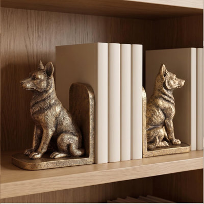 Resin Sitting Dog Bookends, Set of 2