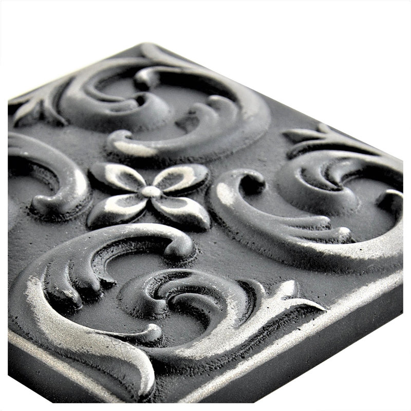 2'' x 2'' Hand Painted Resin Decorative Accent Tile, Iron Black