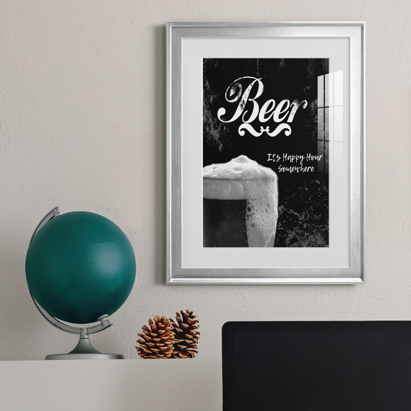 Beer - art textuel avec cadre photo, Argent, H 22,5 po x l 30,5 po x P 1,5 po