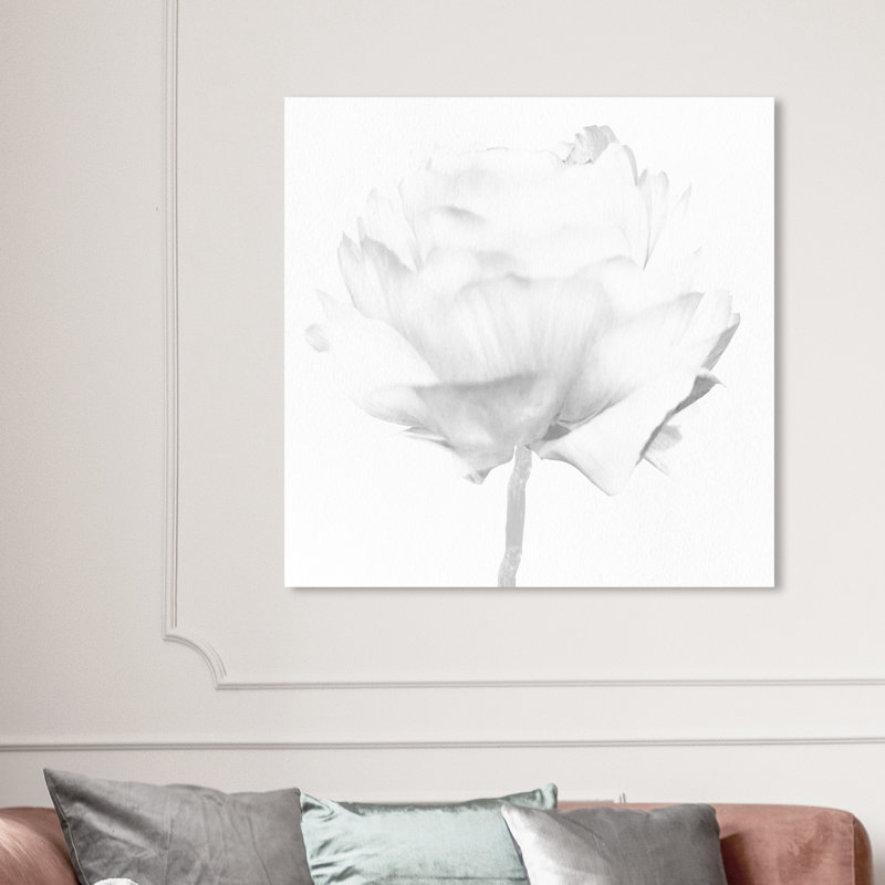 White Peony due Florals - reproduction d'art sur toile, H 40 po x l 40 po, Toile tendue