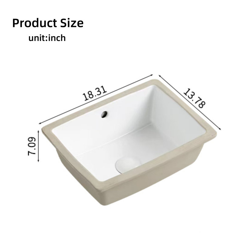 Rectangular Ceramic Basin Deep Basin Under Counter Bathroom Sink With Overflow Vanity Basin Under Counter Installation