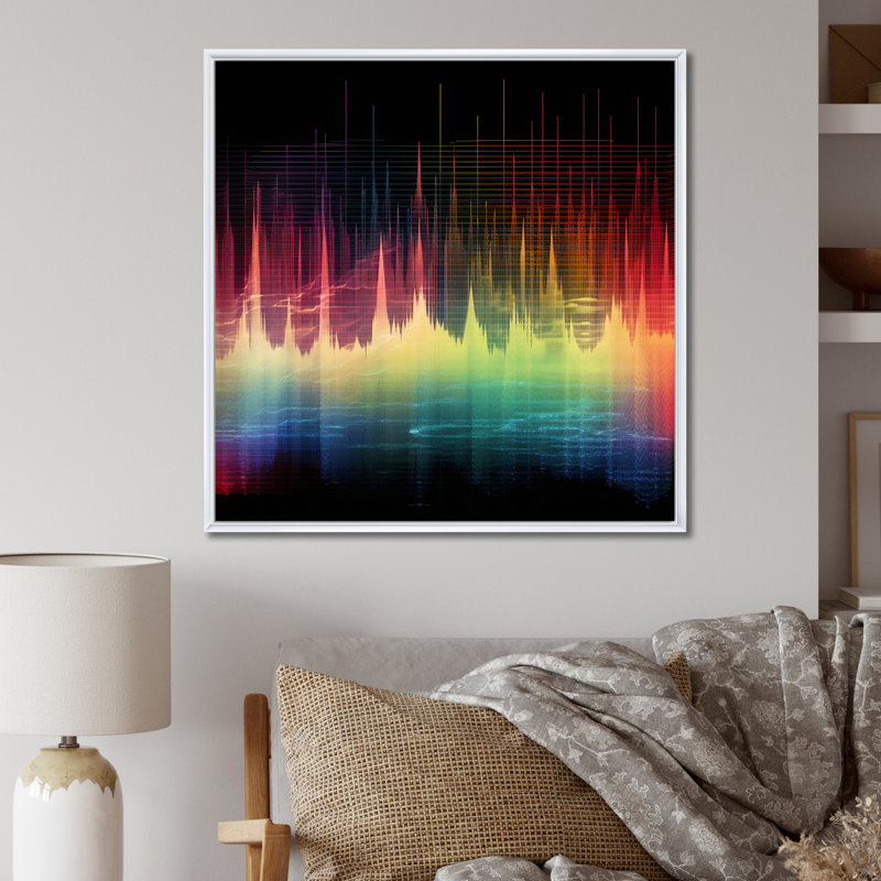 Sounds of the Waves Spectogram - Abstract Shapes, impression d'art mural, H 30 po x l 30 po x P 1 po, Cadre flottant blanc