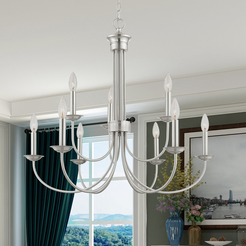 Arunvir 9 - Light Dimmable Chandelier, Brushed Nickel