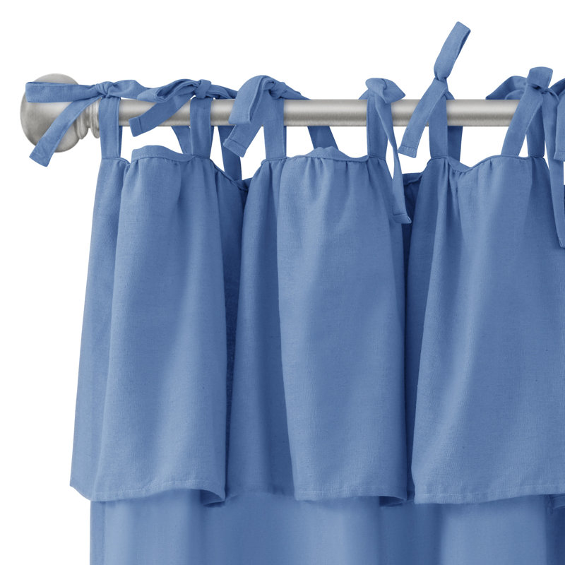 Paire de rideaux à nouettes en coton recyclé, L 52 po x L 84 po, Bleu