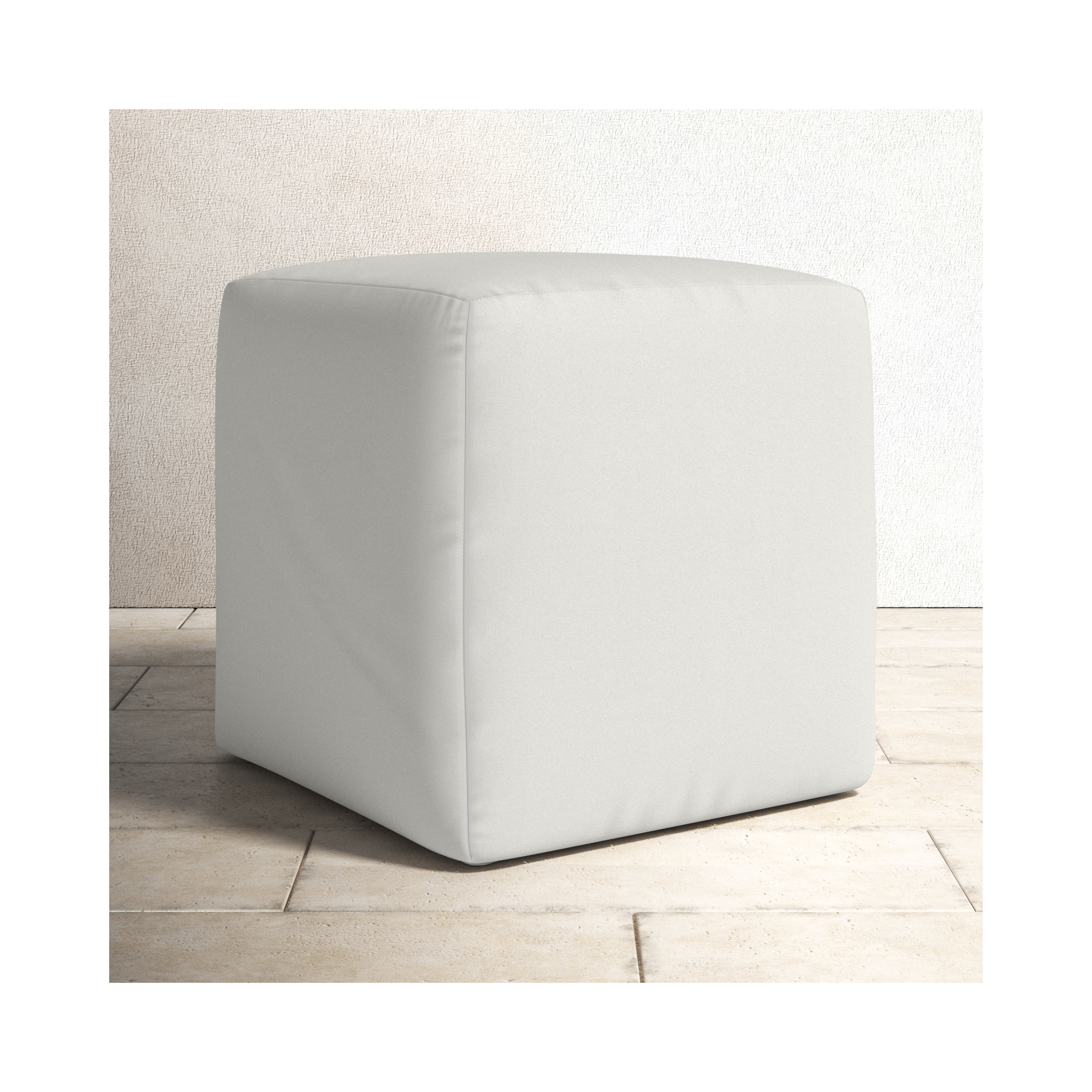 Upholstered Outdoor Ottoman, Canvas Natural