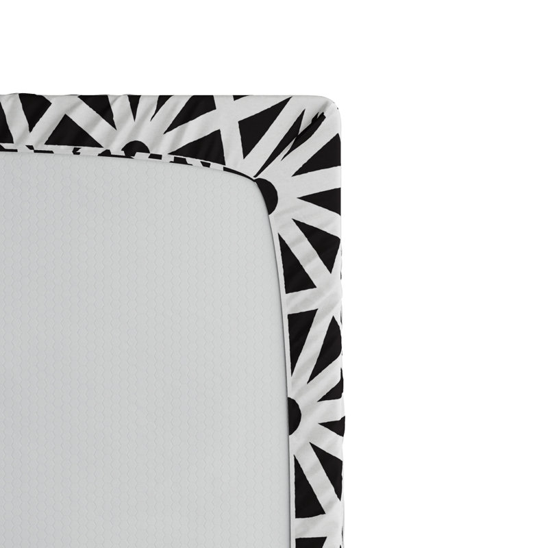 Microfiber Floral Fitted Sheet, Twin Fitted Sheet, Black/White Geometric