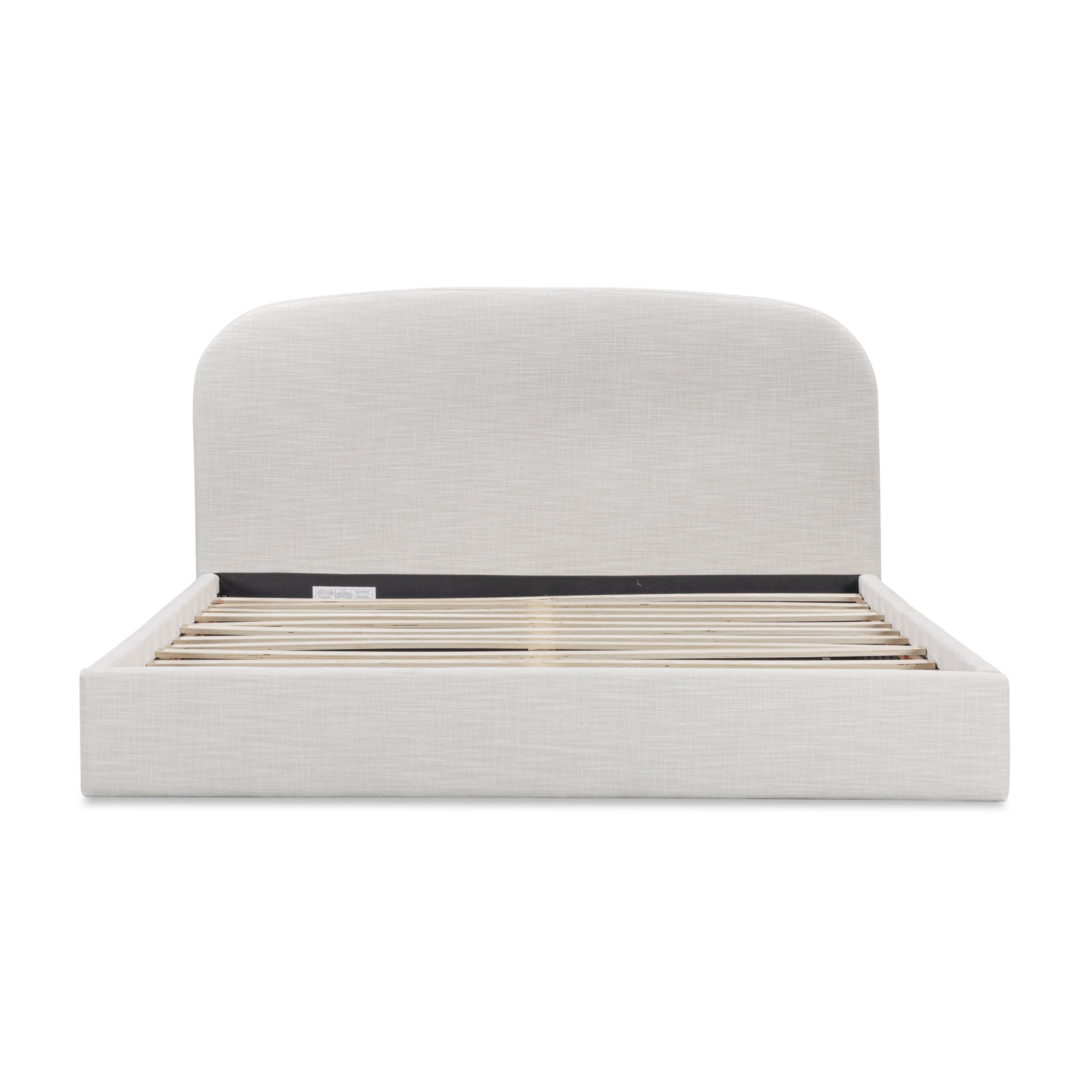 Nordic Upholstered Round Bed, White Linen, King