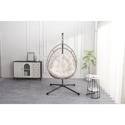 Fauteuil suspendu d'extérieur en forme d'œuf avec support, balancelle de patio en forme d'œuf, chaise berçante d'intérieur, hamac d'extérieur en forme d'œuf