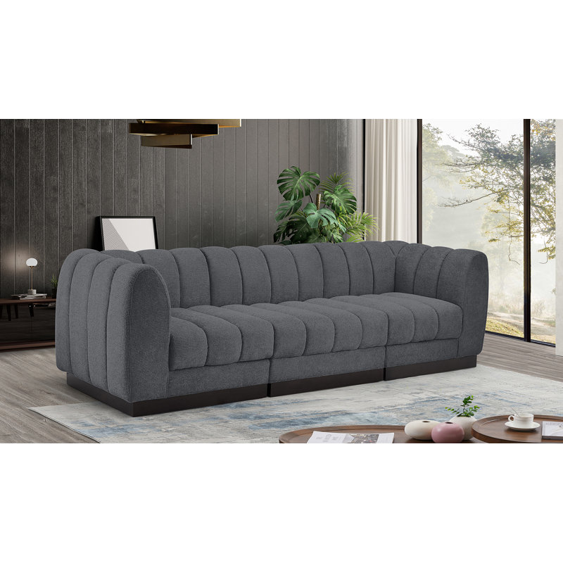 Canapé rembourré Quinn, Tissu gris chenille