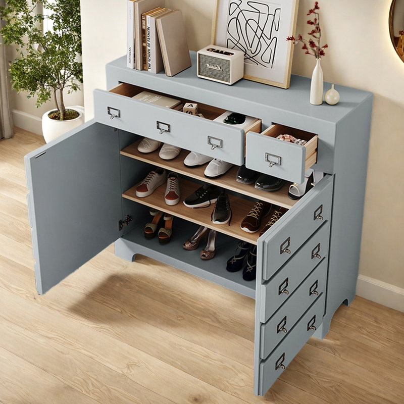 Buffet moderne 2 tiroirs 2 portes, Gris