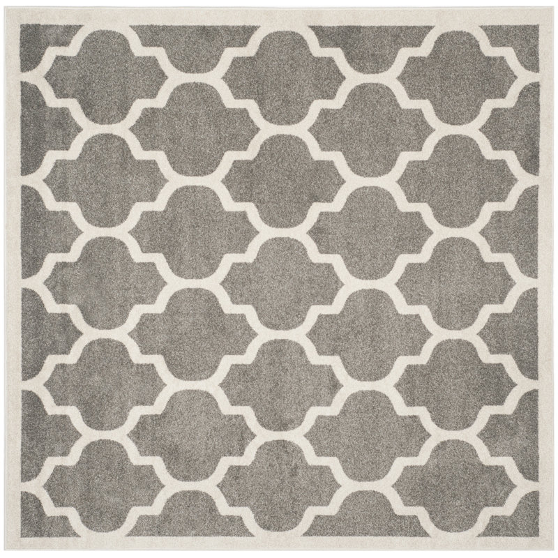 Ammundsen Geometric Dark Grey/Beige Area Rug, Square 9'