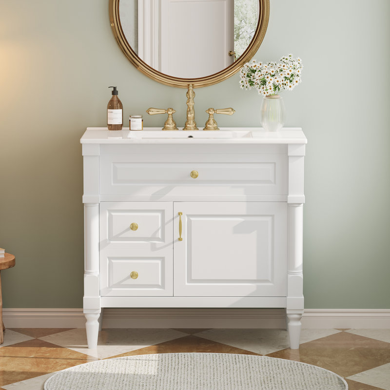 Meuble-lavabo 36 po avec lavabo, blanc, Blanc