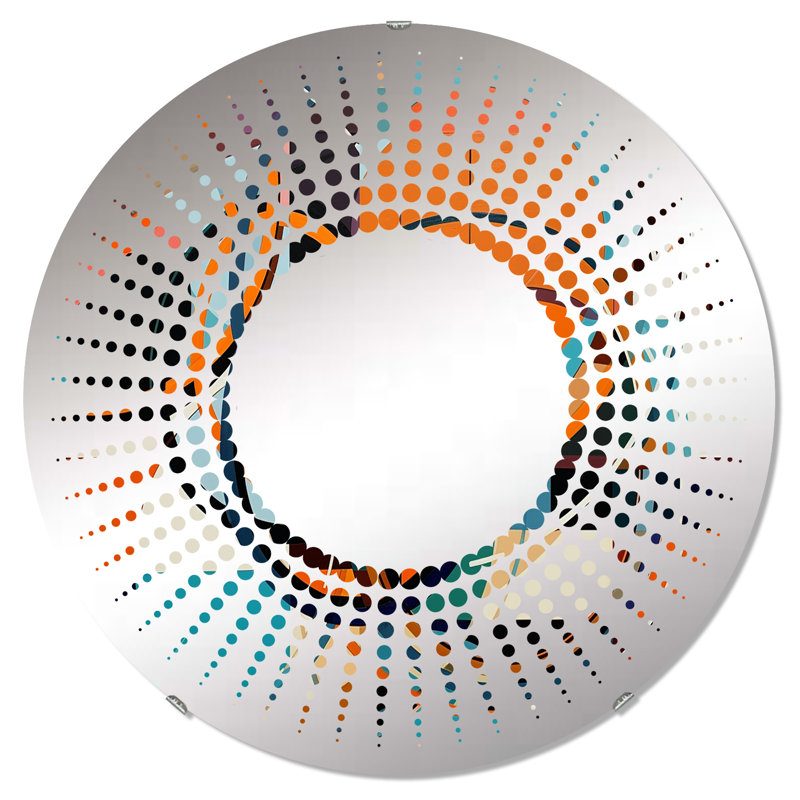 Miroir décoratif à motif géométrique bleu et orange MIR102466 C, 23,6 po x 23,6 po
