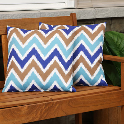 17" Square Outdoor Decorative Throw Pillows - Chevron Bliss