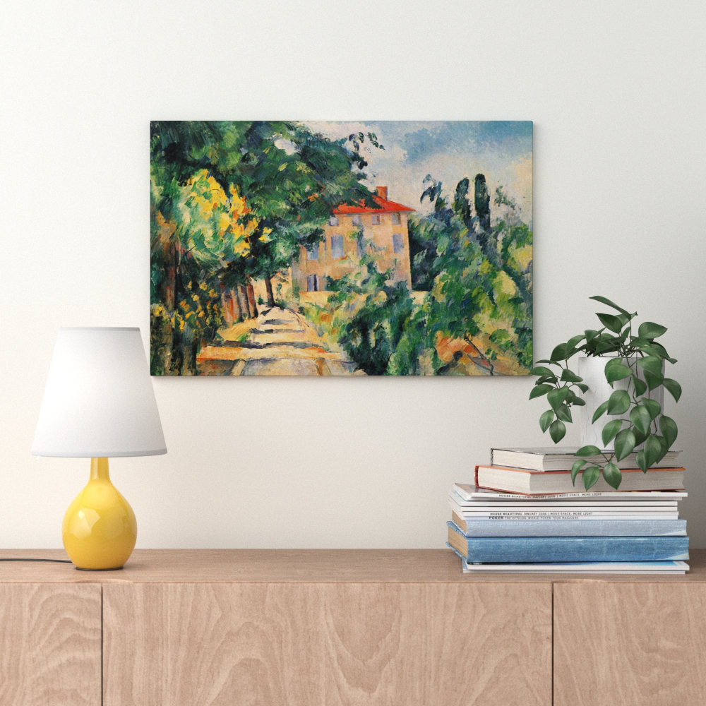 House with Red Roof by Paul CÃ©zanne - Wrapped Canvas