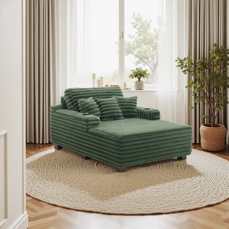 Upholstered Chaise Lounge, Green