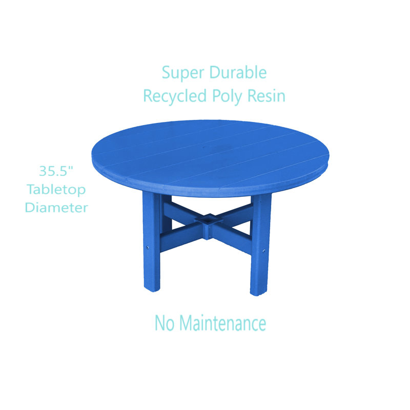 Glodine Round Outdoor Coffee Table 35.5", Blue