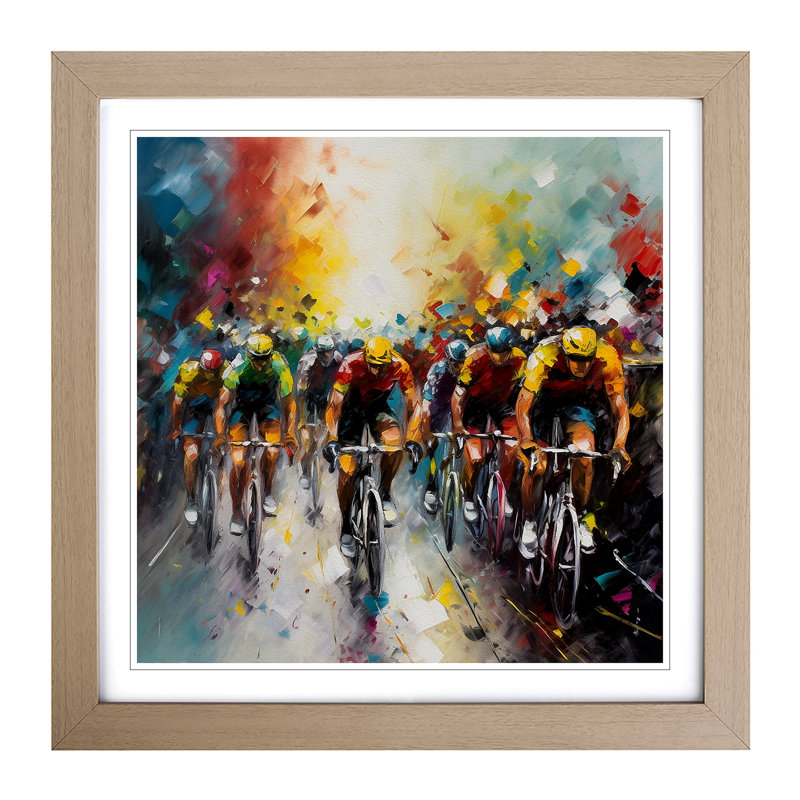 Tour De France Abstract Expressionism - Framed Print, Oak