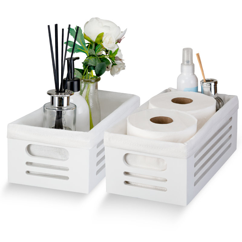 Ensemble de 2 bacs en bois, Blanc