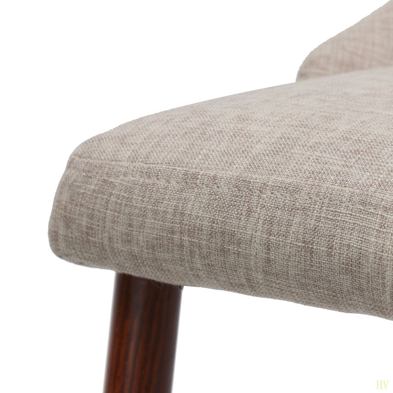 Chaises de salle à manger Mid-Century modernes en tissu sans accoudoirs, ensemble de 2, Brun, Polyester blé