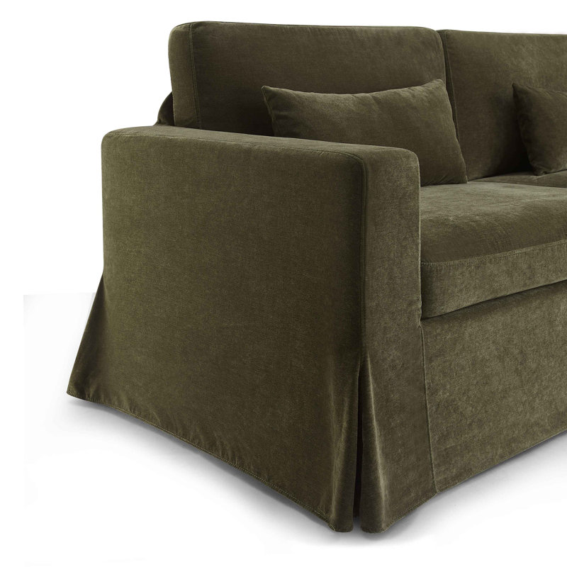 Brenda 213.1Cm Square Arms Sofa, Olive Rayon/Viscose