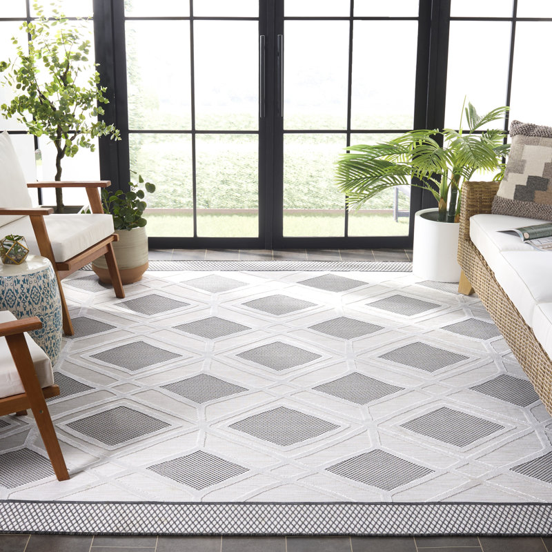 Tapis d'intérieur / extérieur à motif géométrique Kenenth Performance, Rectangle 8 pi x 10 pi