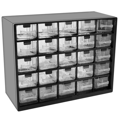 Small Parts Storage Cabinet Drawer Organizer Box Bin Craft 25 Drawers Bins Black