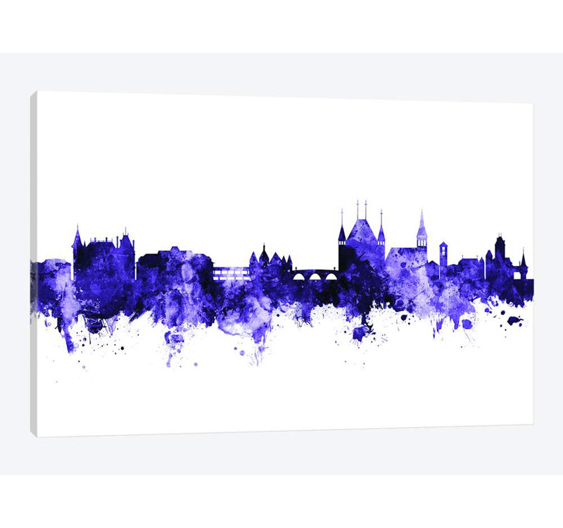 Thun, Suisse Skyline par Michael Tompsett - impression sur toile tendue, 8 po x 12 po x 0,75 po, Toile tendue, Pas de tapis