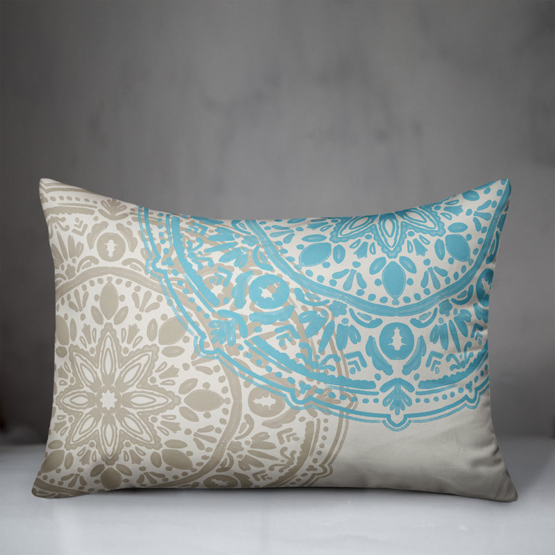 Outdoor Reversible Throw Pillow, White, Floral 6