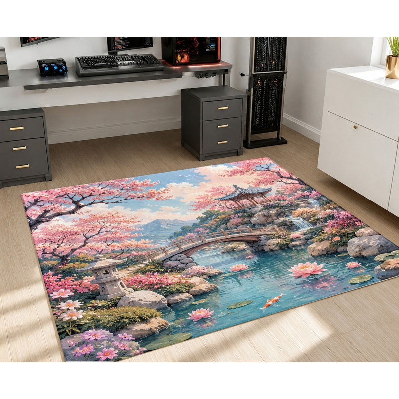 Tapis japonais Cherry Blossom, Rectangle 5 pi 3 po x 3 pi 3 po (160 x 100 cm)