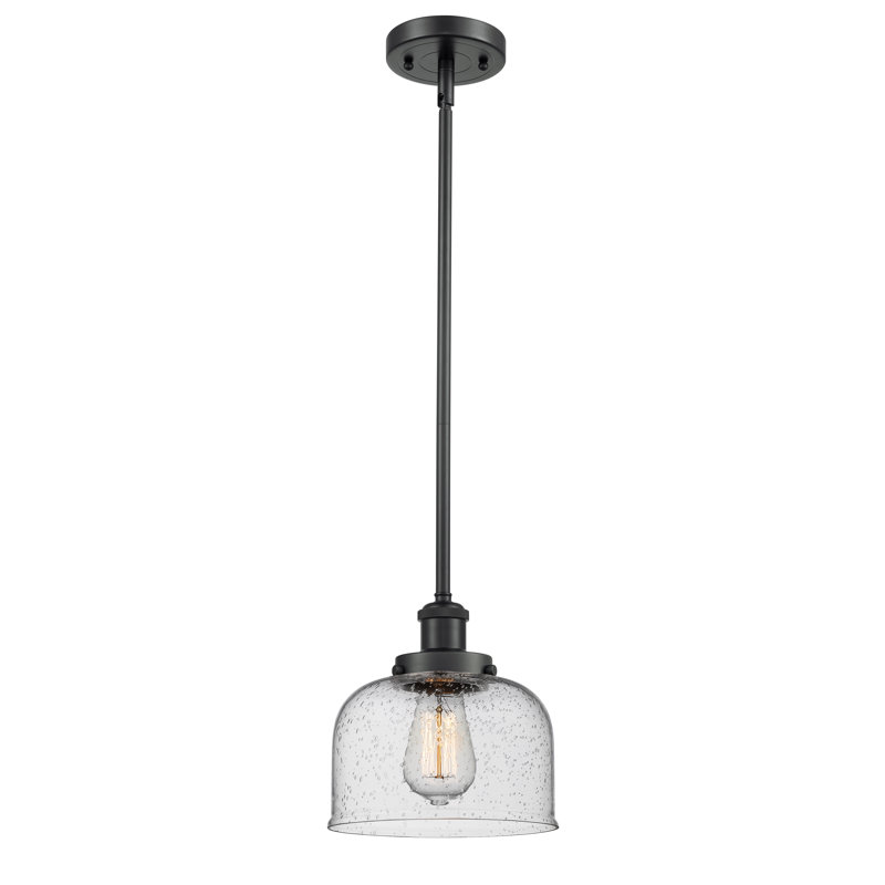 Mini luminaire suspendu en forme de tige 8 po Ballston Urban Bell, Ampoule non incluse, Grainé, Noir mat