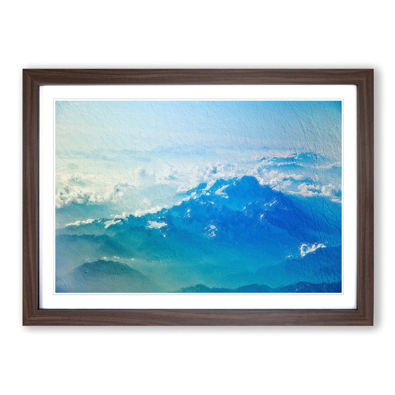 Clouds Above the Mountains - Picture Frame Painting Print, 27cm H x 36cm W x 2cm D, Walnut Framed