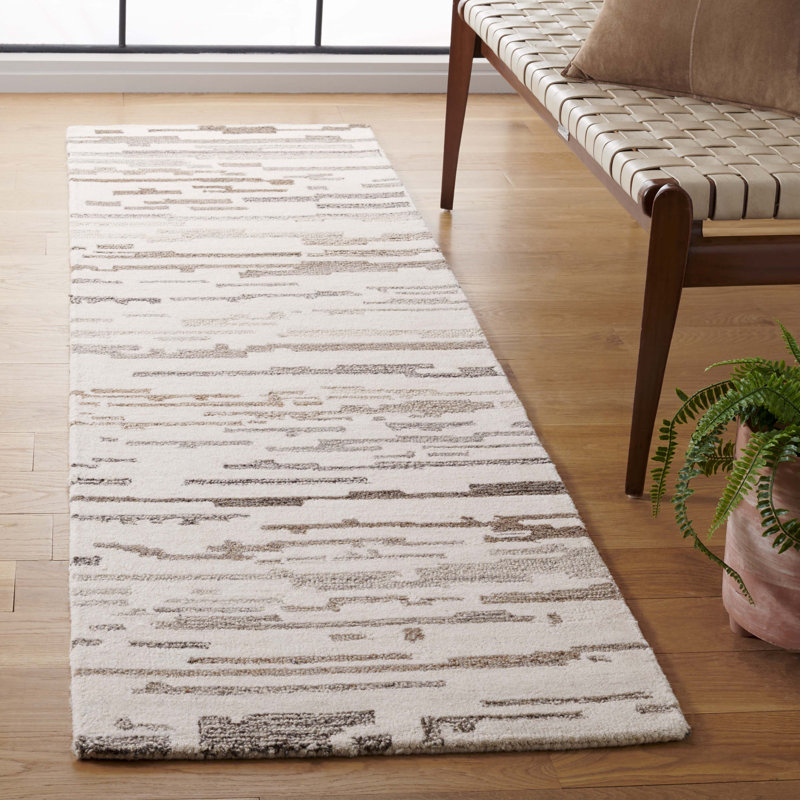 Tapis en laine touffeté à la main Kebbie, Tapis de couloir 2 pi 3 po x 8 pi