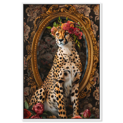 Art Remedy Modern Tiger Art Canvas, Ornate Cheetah Mirror