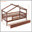 Lit en bois pour la maison avec deux tiroirs, structure en bois de pin durable et toit suspendu pour chambre d'enfant-202568673