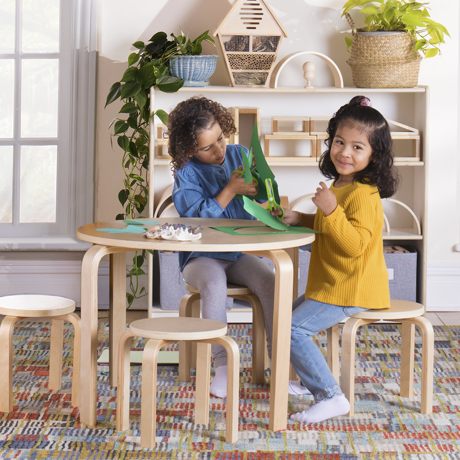 Kids Table and Stool Set, Natural