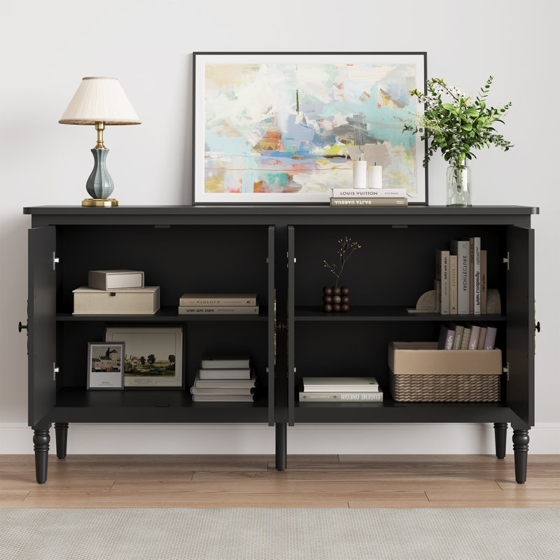 149.6cm Wide Solid Wood Sideboard, Black