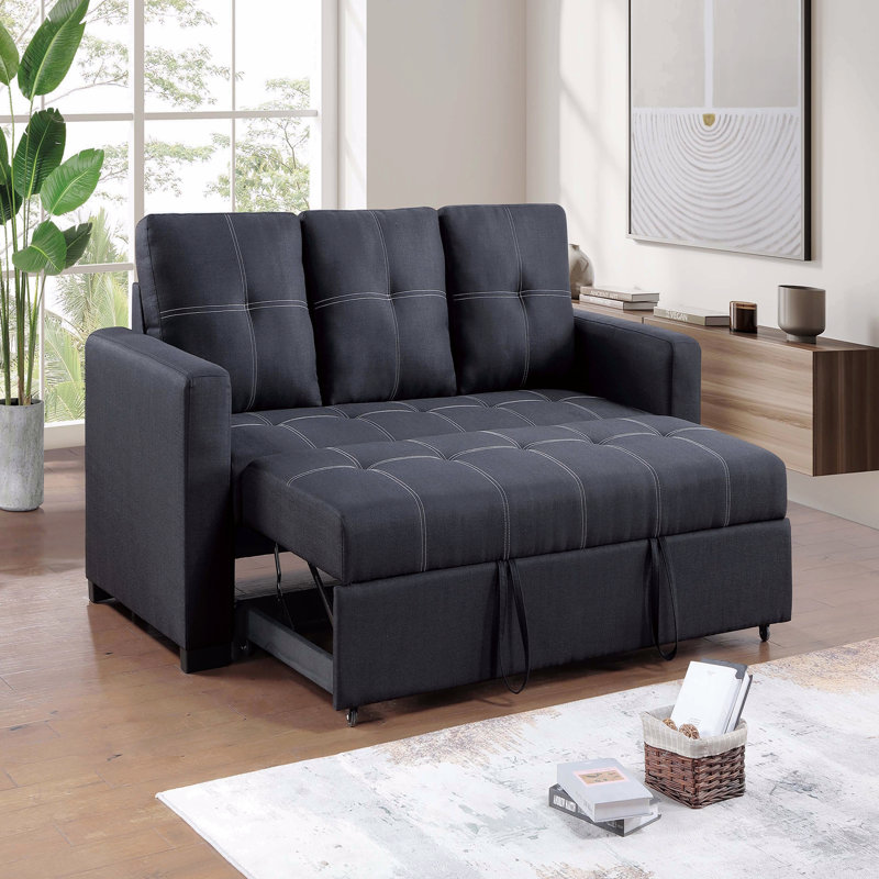 Canapé modulaire avec canapé-lit et canapé-lit capitonné en polyfibre noir