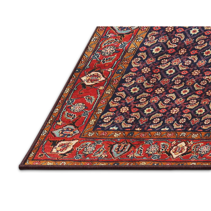 Tapis oriental rouge / bleu / beige, Rectangle 5 pi x 7 pi