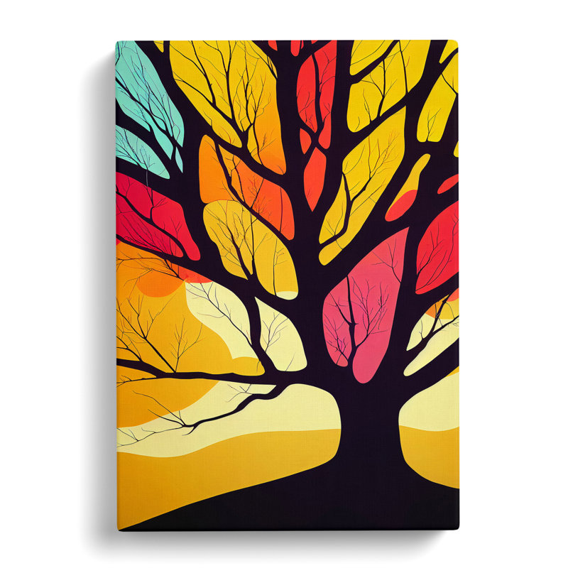 Abstract Tree In Colour No.4 - Wrapped Canvas, 60cm H x 40cm W x 3cm D