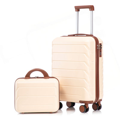 14 "/ 20" 2 pièces / ensemble dans un bagage à roulettes en ABS, avec serrure à combinaison, étui à cosmétiques 14 "