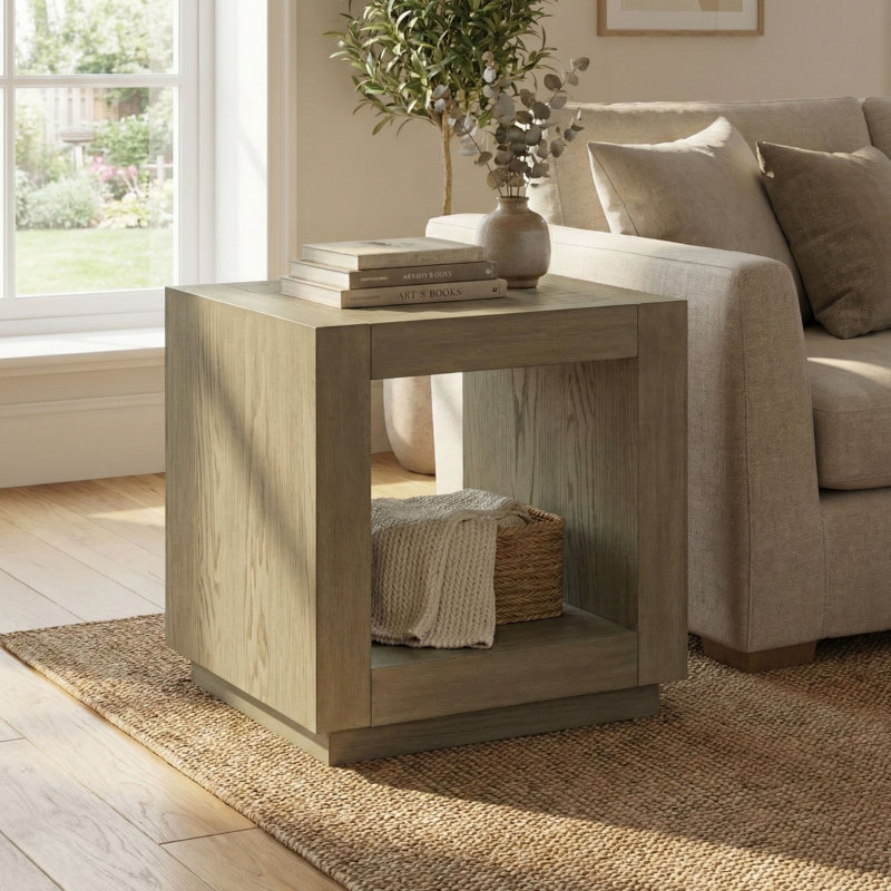 Table de bout carrée en bois Ulyen, Gris