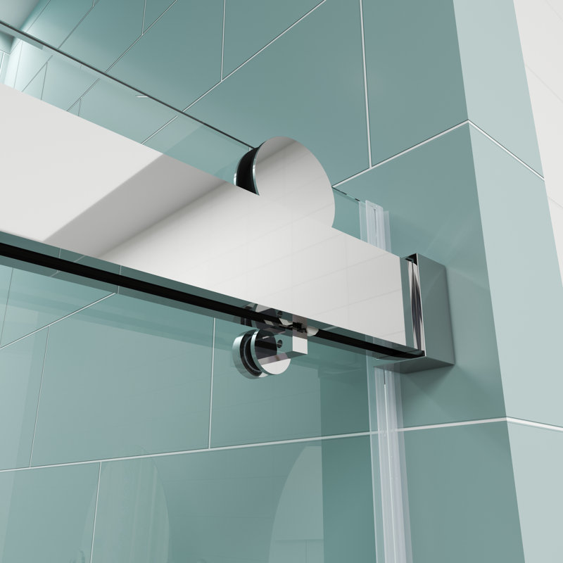 Opal Mirage MCOCOD Porte de douche coulissante simple sans cadre à fermeture en douceur avec verre transparent de 3/8 po (10 mm) de l 56 po x H 79 po