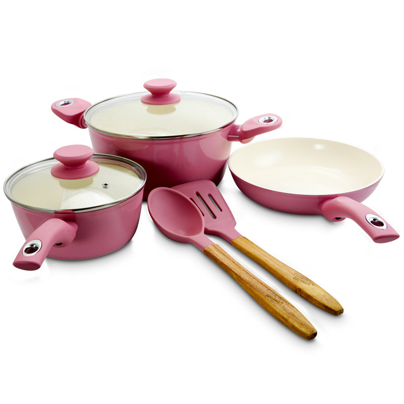 Batterie de cuisine antiadhésive en aluminium de 7 pièces Winston Porter Edward