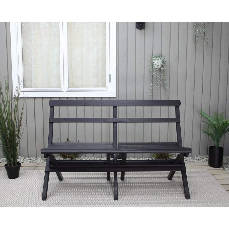 Arlot Solid Wood Pine Outdoor Bench, Black